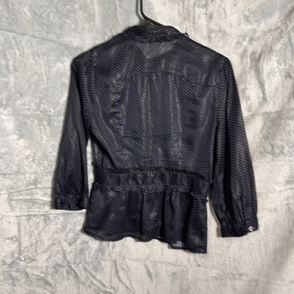 Soup Blue Polka Dot Blouse size‎ s/m  3/4 sleeves  ruffles many style details - Picture 7 of 14